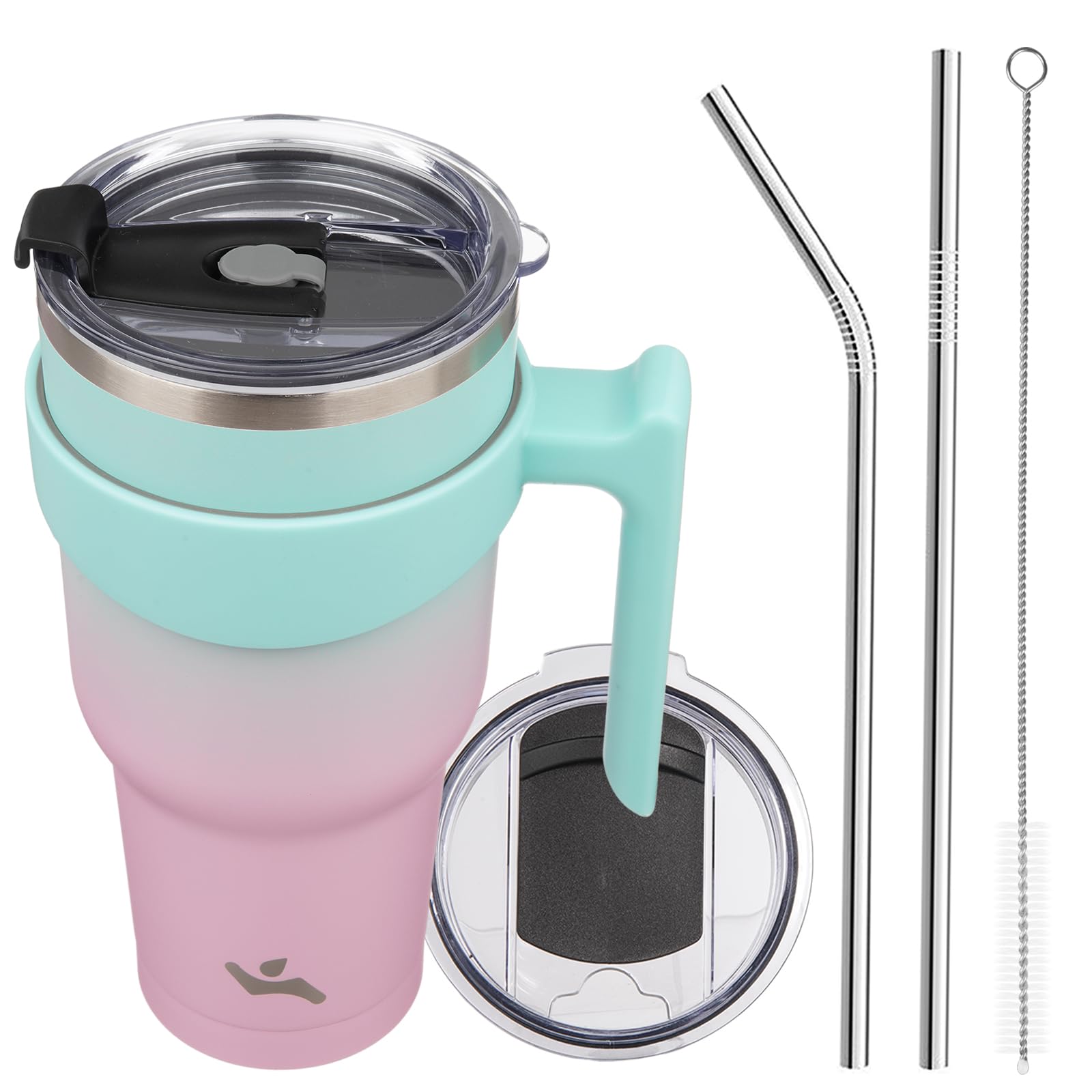 Konokyo 40 oz Tumbler with Handle and Straw, Insulated Travel Mug