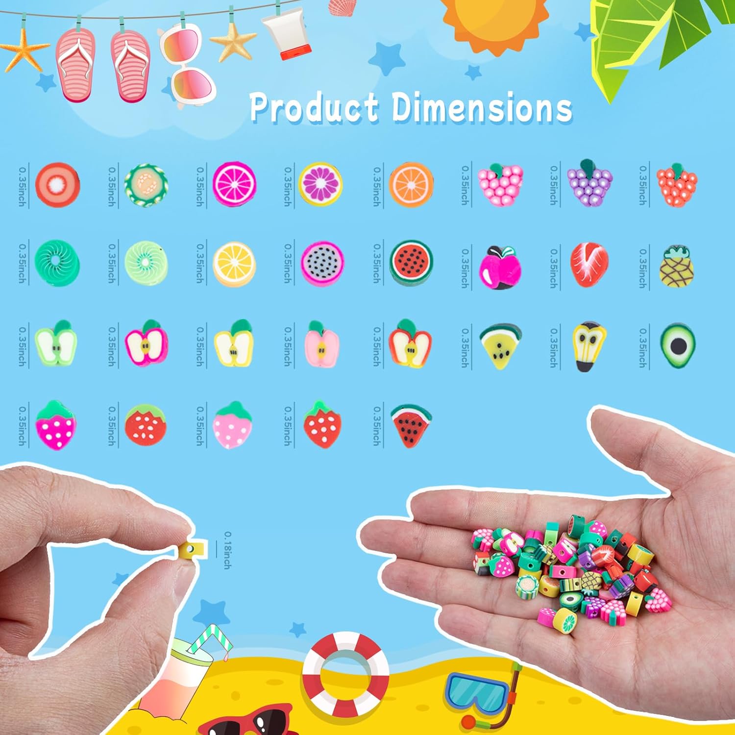 500 Pcs Fruit Polymer Clay Beads Charms for Crafts with Elastic String for Making Bracelet Necklace Craft Decoration DIY Crafts - Image 2