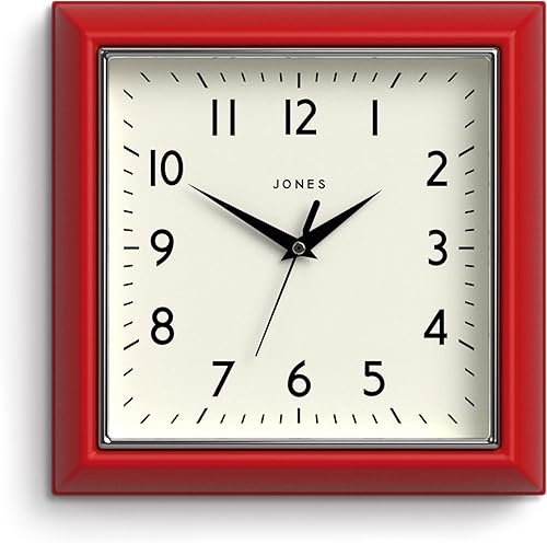 JONES CLOCKS Reloj de pared The Mustard - Reloj de pared analógico - Reloj retro - Relojes de pared de cocina - Esfera fácil de leer - Reloj de