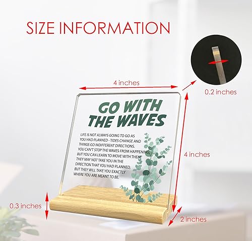 Miniatura 3 de Letrero decorativo de acrílico con texto en inglés "Go with the Waves", regalo de decoración con cita inspiradora para mujeres y hombres