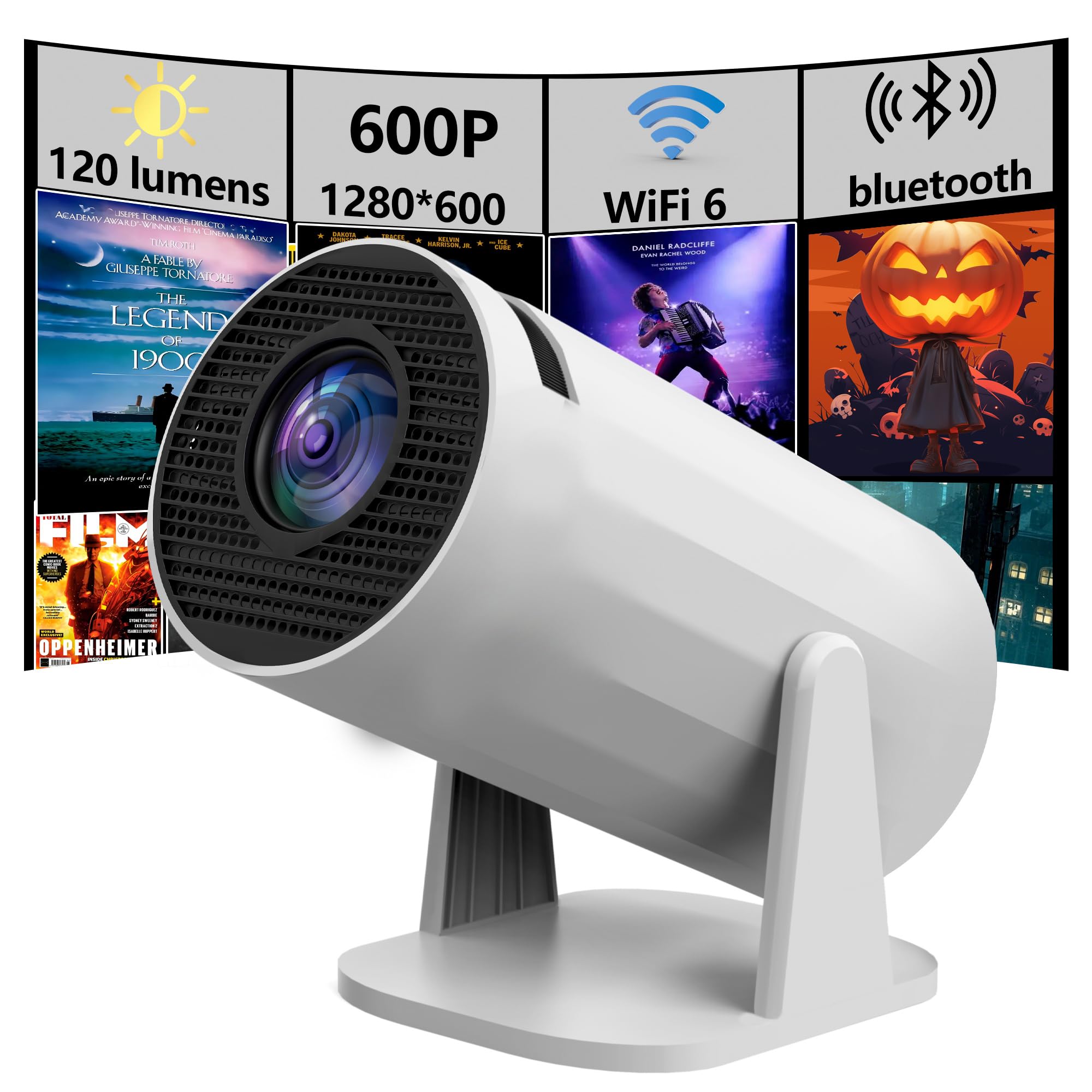 Mini Projector, 720p Projector, HDMI/USB/Type-C Compatible, Built-in Speaker, Home Theater Projector for Phones, Laptops, and TV Sticks