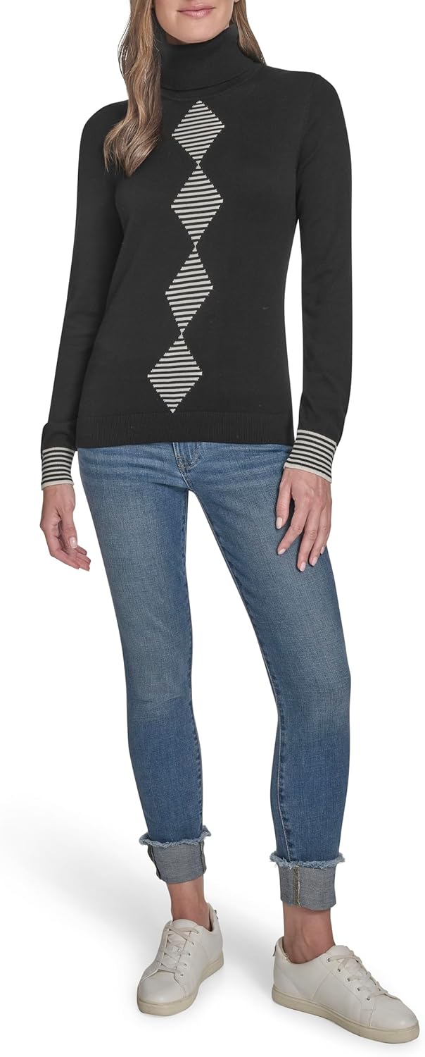 Tommy Hilfiger Womens Long Sleeve Cotton Turtleneck Light Weight Sweater - Image 2