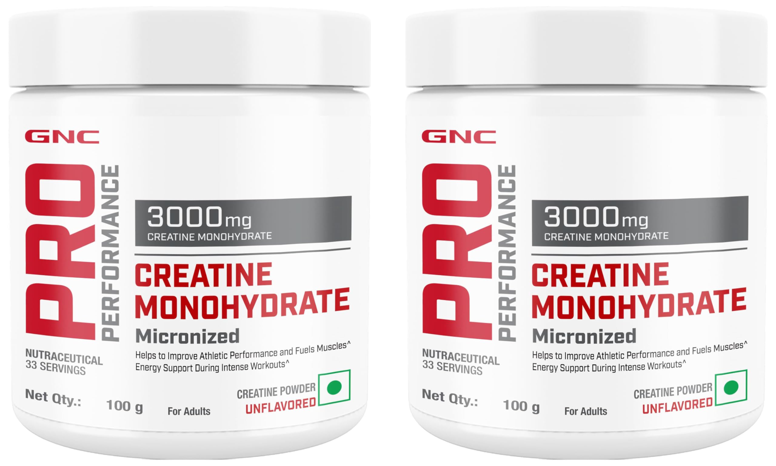 Pro Performance Creatine Monohydrate, (Unflavoured, 100 grams Powder), Boosts Athletic Performance | Fuels Muscles | Provides Energy Support for Heavy Workout | Formulated In USA (Pack of 2)