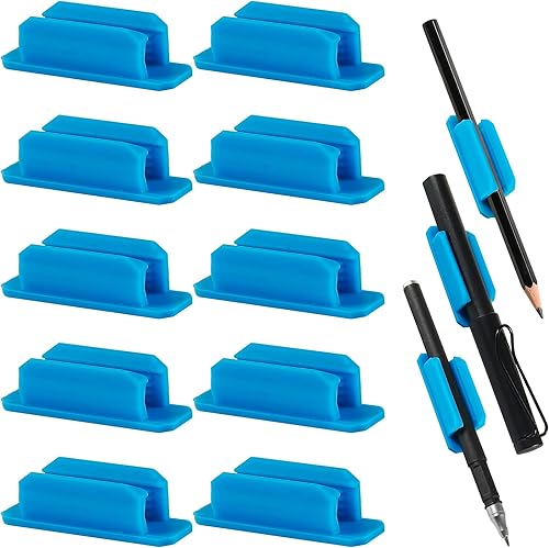 Miniatura 11 de Paquete de 10 soportes adhesivos para bolígrafos para escritorio, soporte de silicona para aula, accesorios para profesores y estudiantes,