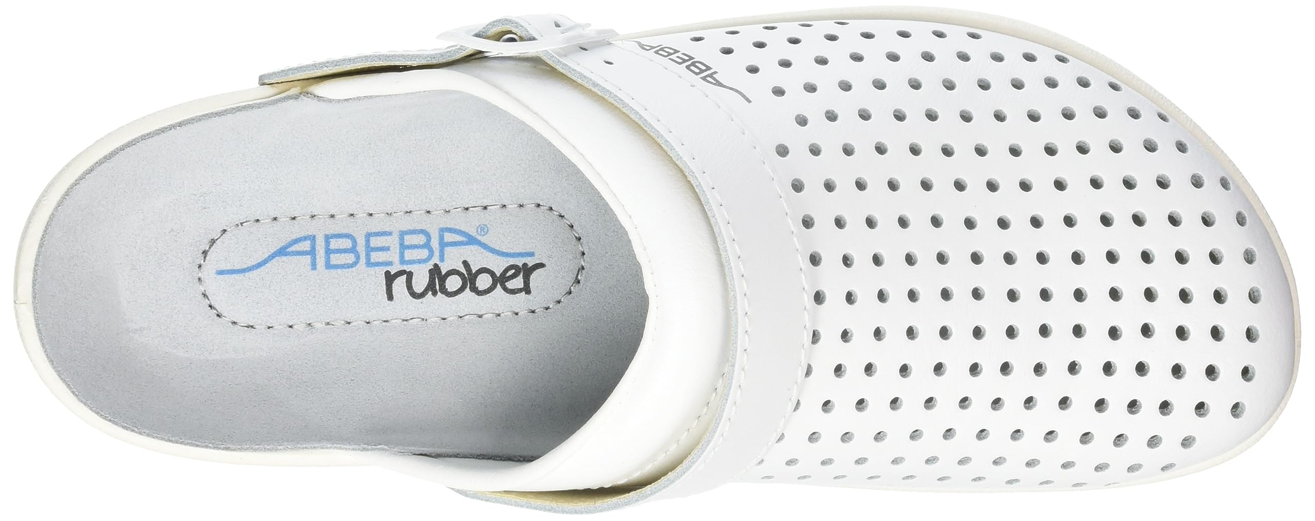 Abeba Clog 9300 - rubber gładka skóra biała, perforowana, certyfikowana, 44