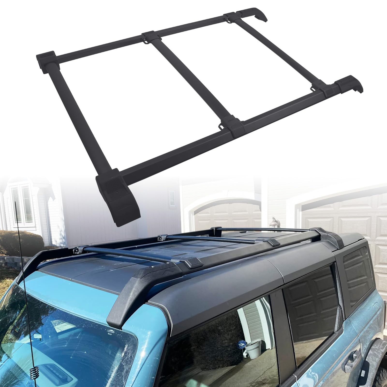5PCS Cross Bars Roof Rack Rails Kit Fit for Ford Bronco Hard TOP 2Door & 4Door 2021-2026, Rooftop Luggage Rack Crossbars Cargo Carrier Accessories