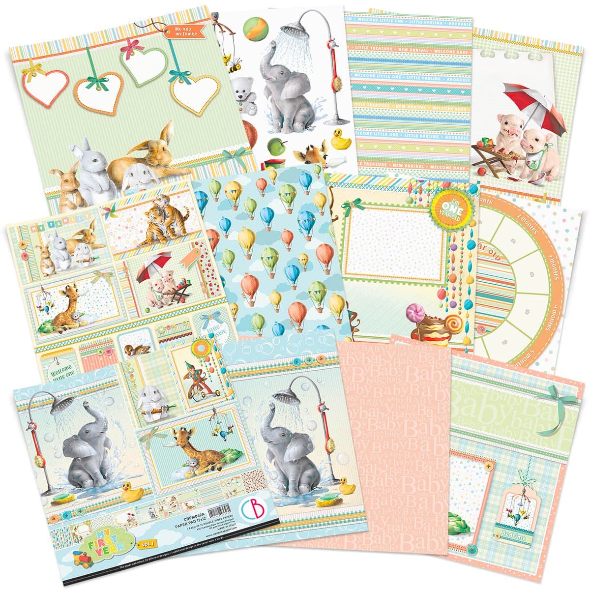 CIAO BELLA 12x12 Inch Patterned Paper Pad - 8 Double-Sided Sheets, 190gsm, FSC Certified