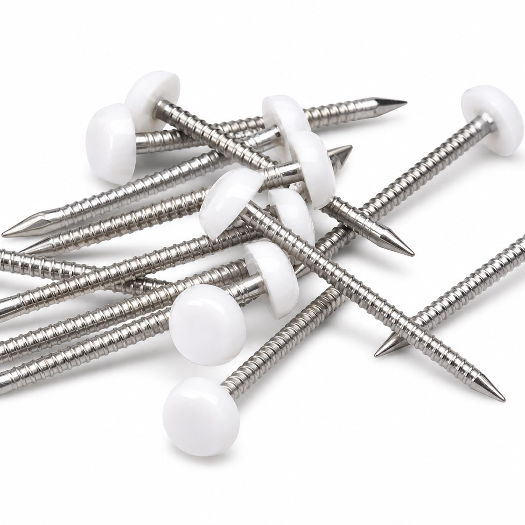 Packing Bat 40mm White Poly Top Pins, Plastic-Headed Stainless Steel Pins for uPVC Fascia, Soffit and Cladding, 250 Pack