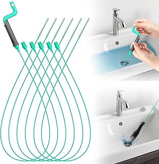 Rotating Handle Drain Snake - 40 Inch Steel Wire Hair Drain Clog Remover, Heavy Duty Flexible Plumbing Snake for Shower, Sink, Toilet, Bathroom & Kitchen Drain Cleaner Tool(6PCS)