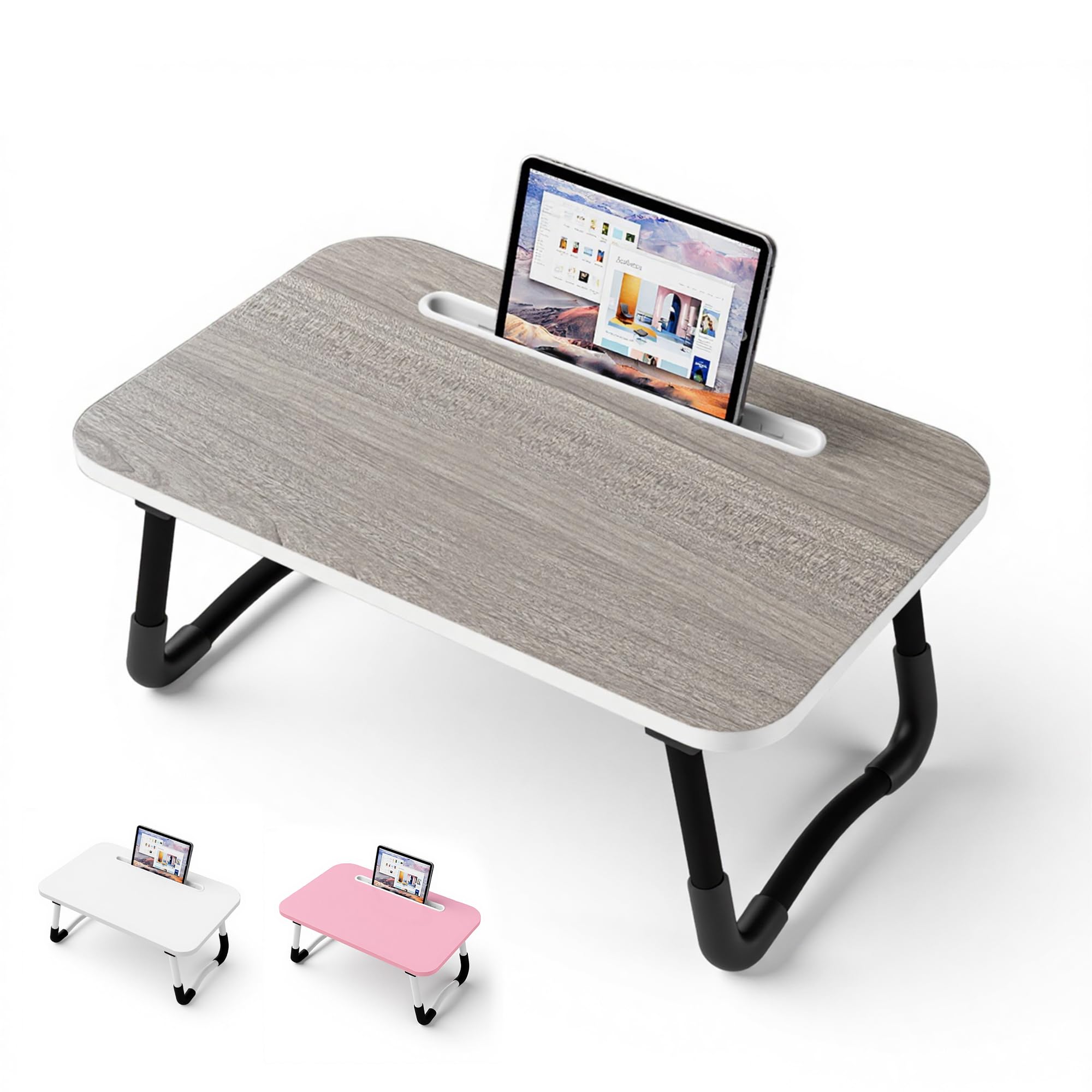 Weiqile Grey Small Laptop Bed Desk - Lap Desk 48 X 30Cm For Breakfast Tray Table, Eating, Reading, Writing, Working, Laptop Stand For Bed, Sofa, Office And Home (Grey)