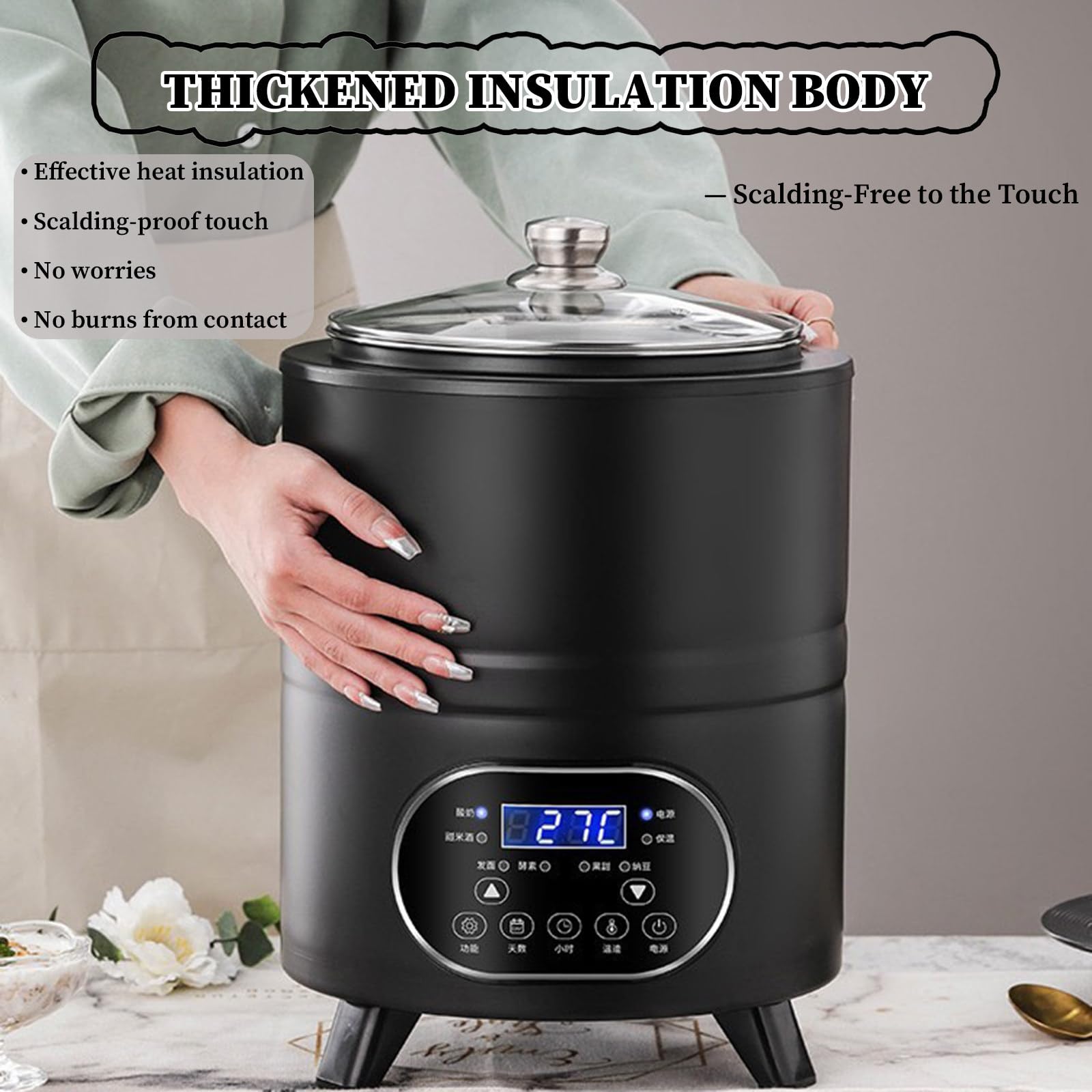 Yogurt Maker commerciale 12L con controllo del tempo e della temperatura, pannello touch, per yogurt, pasta madre, macedonia e altro