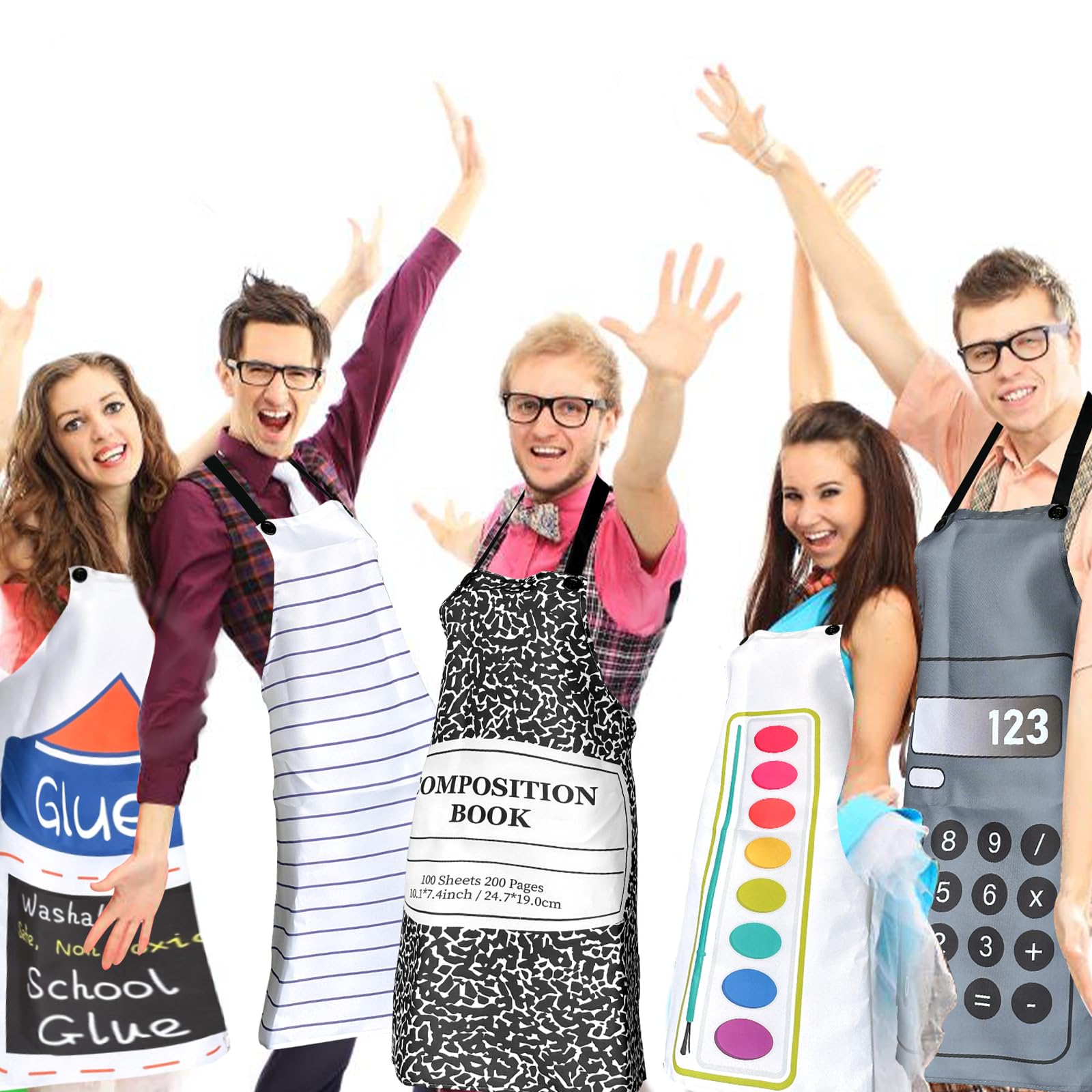 8 Pcs Group Halloween Costumes for Teachers Apron Costume for Fancy Dress Outfit Halloween Cosplay Dress up