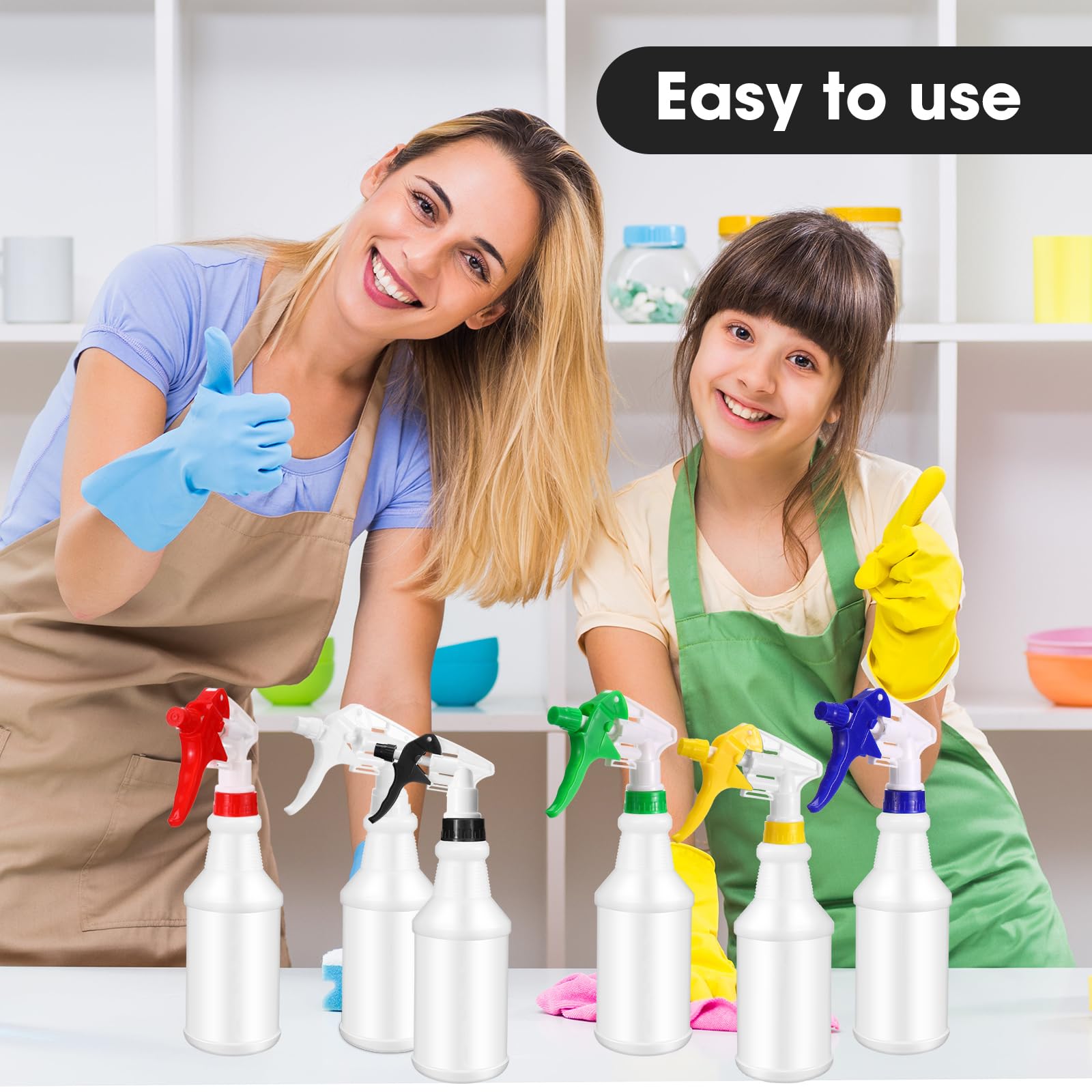 Rtteri 24 botellas de plástico de 16 onzas, botellas vacías a prueba de fugas, vacías y reutilizables para soluciones de limpieza, agua, detalles de automóviles o baño, cocina, residencial comercial