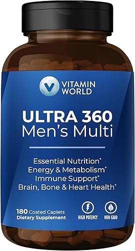 Vitamin World Multivitamínico Ultra 360 para hombres, multivitamínico para hombre con hierbas y antioxidantes para energía y rendimiento, suplemento
