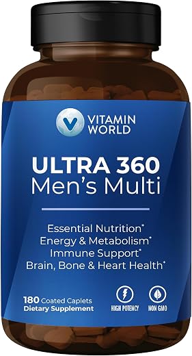 Ultra 360 Multivitamin for Men Mens Multivitamin with Herbs Antioxidants for Energy Performance Supplement with Vitamin A C Pastafina