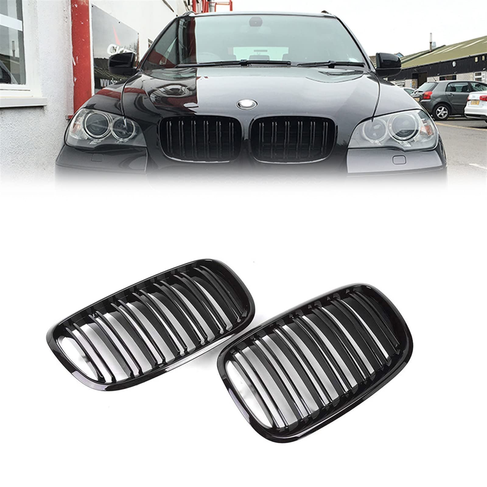 Grille double latte BMW X5 E70 X6 E71 accessoires grilles de course avant - 8