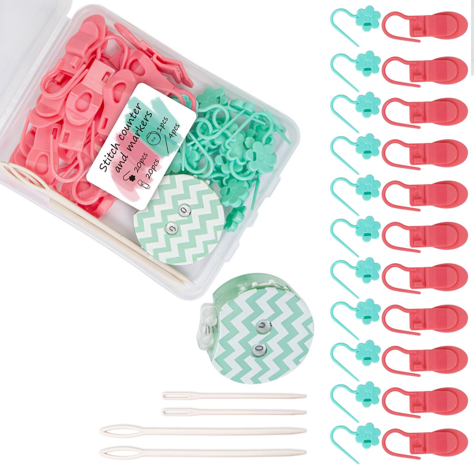 our fave 40Pcs Colorful Stitching Markers with Knitting Counter and 4 Sewing Needle for Yarn Craft and Project Accessories