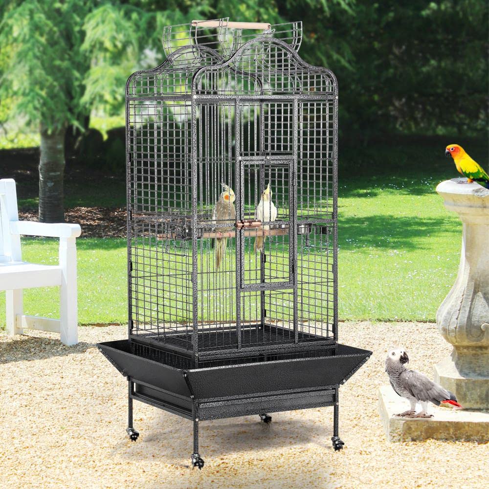 Yaheetech Rolling African Grey Parrot Cage Open Play top Large Bird