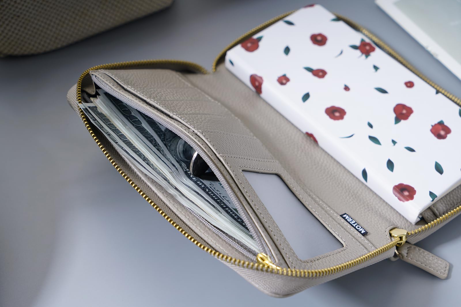 Moterm Reißverschluss Lederbezug für Weeks - Passend für Hobonichi Weeks und Weeks Mega Notebook Planer (Kiesel-Grau)
