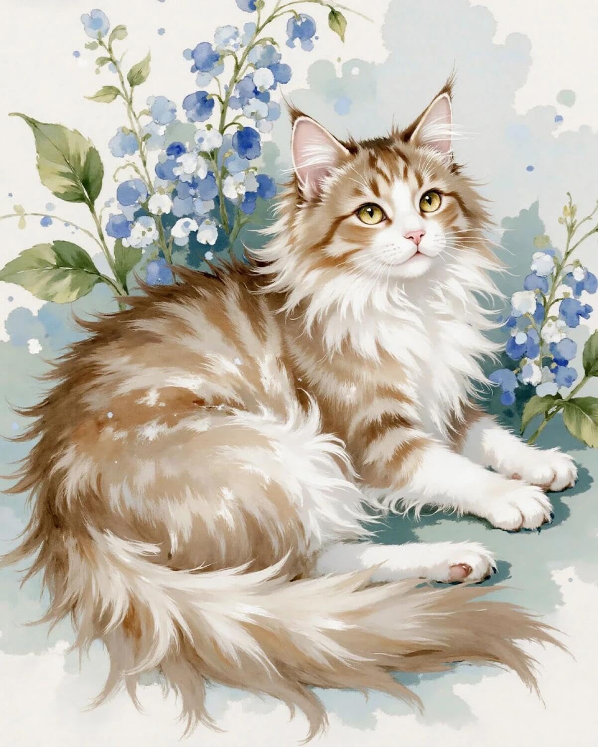 Rqwybcaxn Embroidery Beads Kit Cats and Flowers 40x50cm