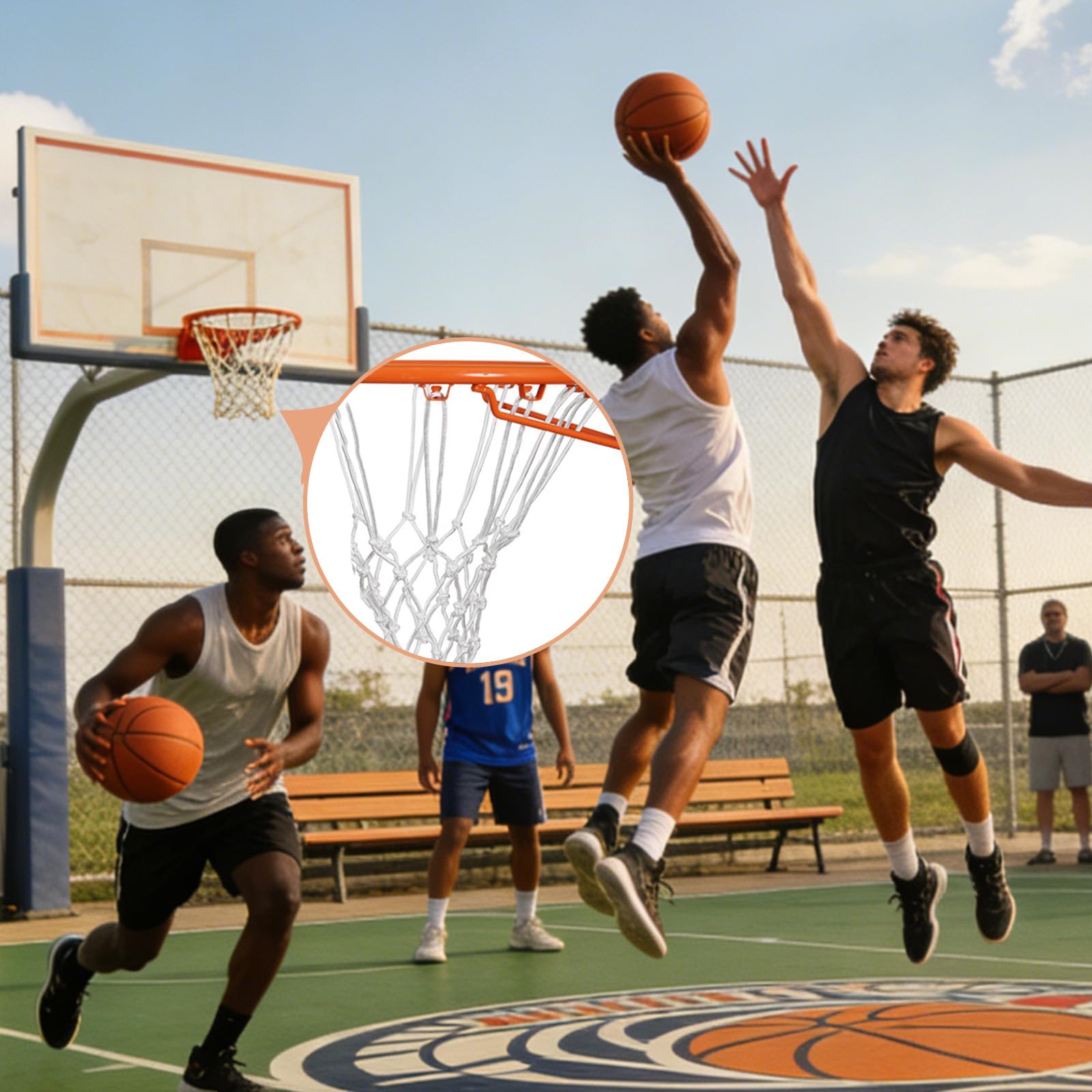 Red de Baloncesto de Repuesto para Todo Tipo de Clima, Compatible con Aros Estándar para Uso Interior y Exterior, 12 Bucles, 21 Pulgadas - para Entrenamiento y Juegos