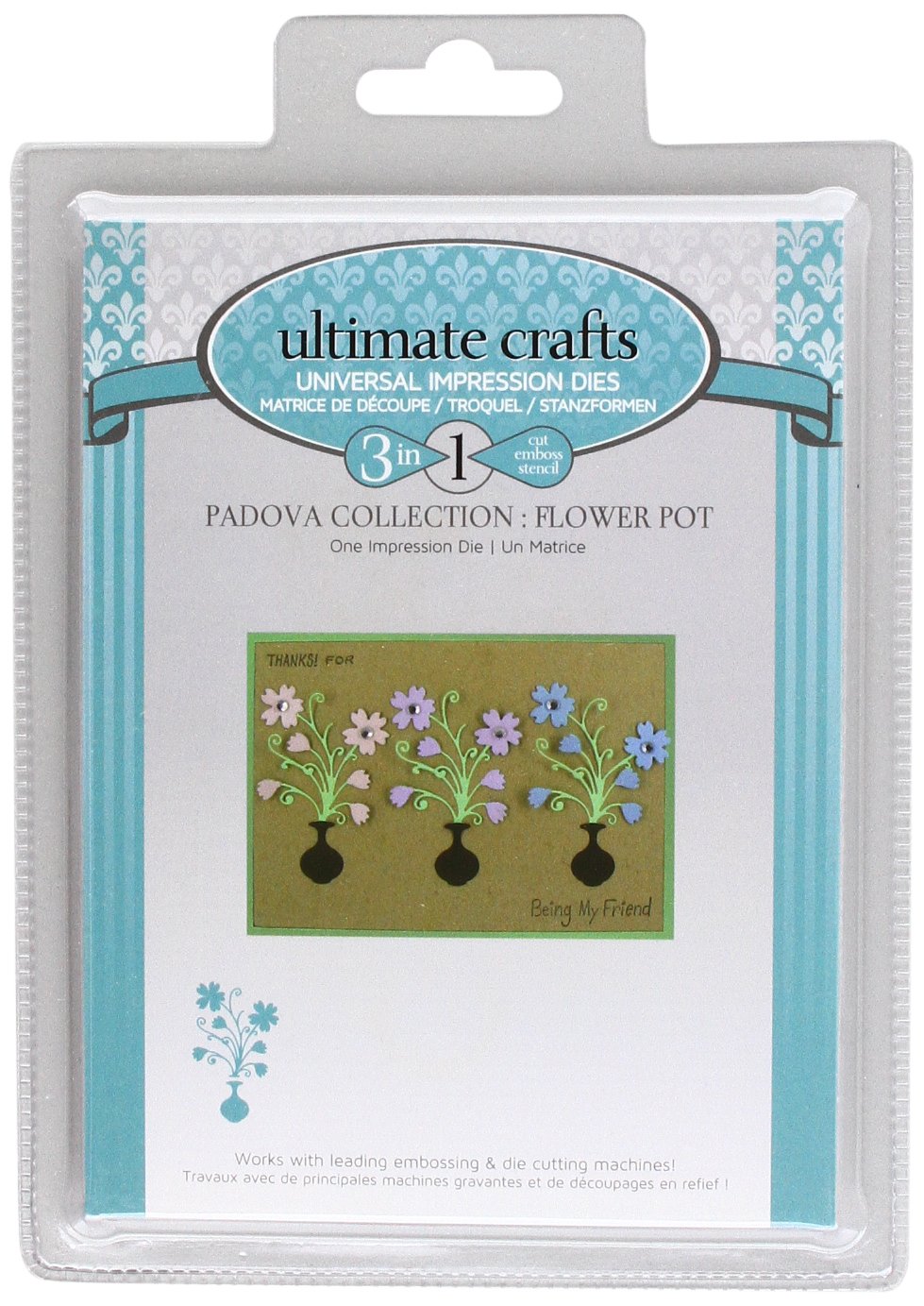 Ultimate Crafts Padova Impression Die - Flower Pot, Black