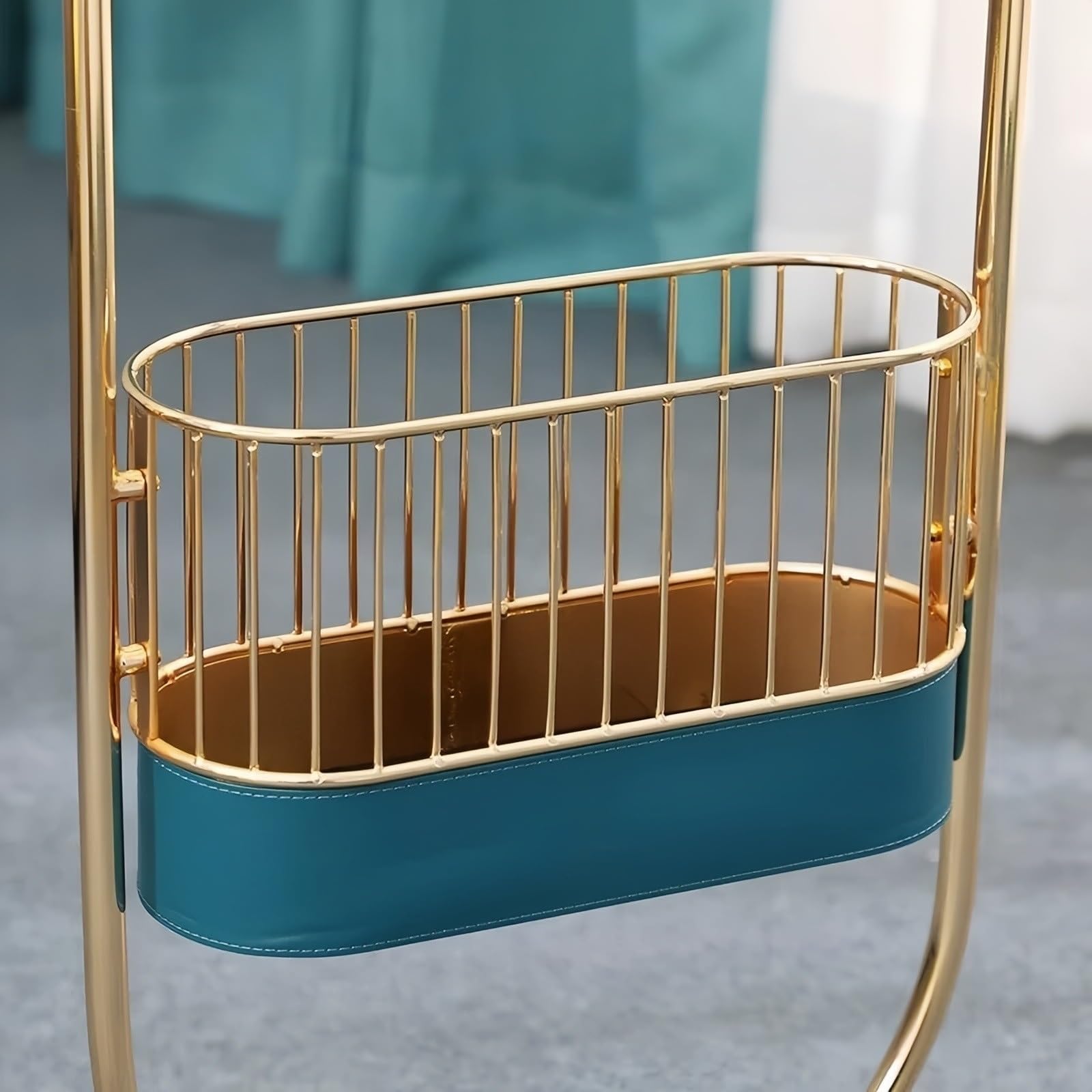 Decoración Reloj de pie Metal Cuarzo silencioso | Revistero for salón(Green)