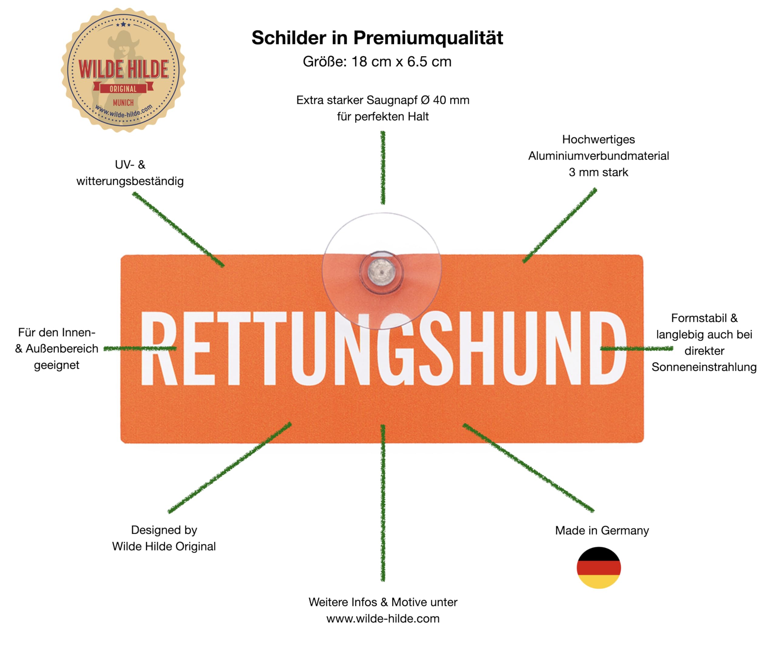 DAS AUTO IST KLIMATISIERT - A/C ist eingeschaltet! Hunde-Schild Hinweis für die Autoscheibe aus Aluverbund, UV- & Witterungsbständig, Klimatisierter Innenraum