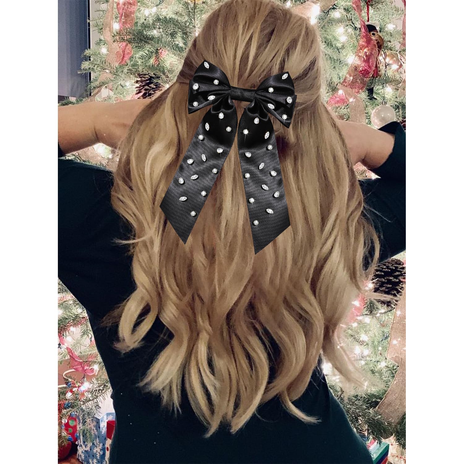 Luxe Rhinestone large Bow Statement Hair Decor Baby Pink Pageant Hair Bow Fancy Rhinestone Hair Bow Small  main image 4