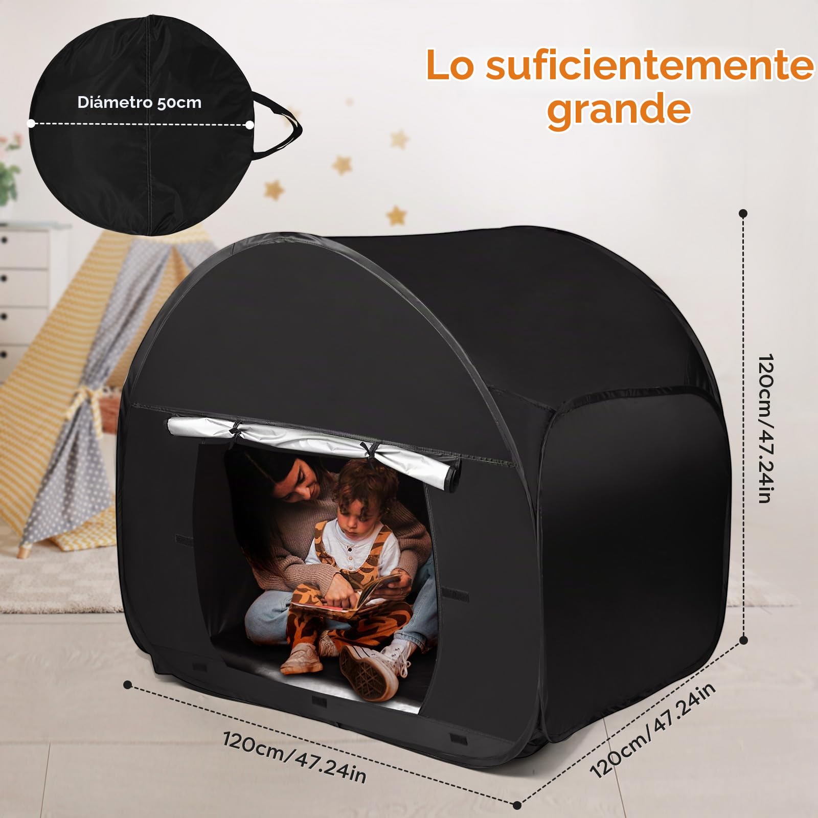 120cm Tienda de campaña emergente para niños Interior al Aire Libre Carpa de jardín para niños Jugando Tienda Campaña Infantil para Autismo Regalo Juguetes Tienda sensorial para niño