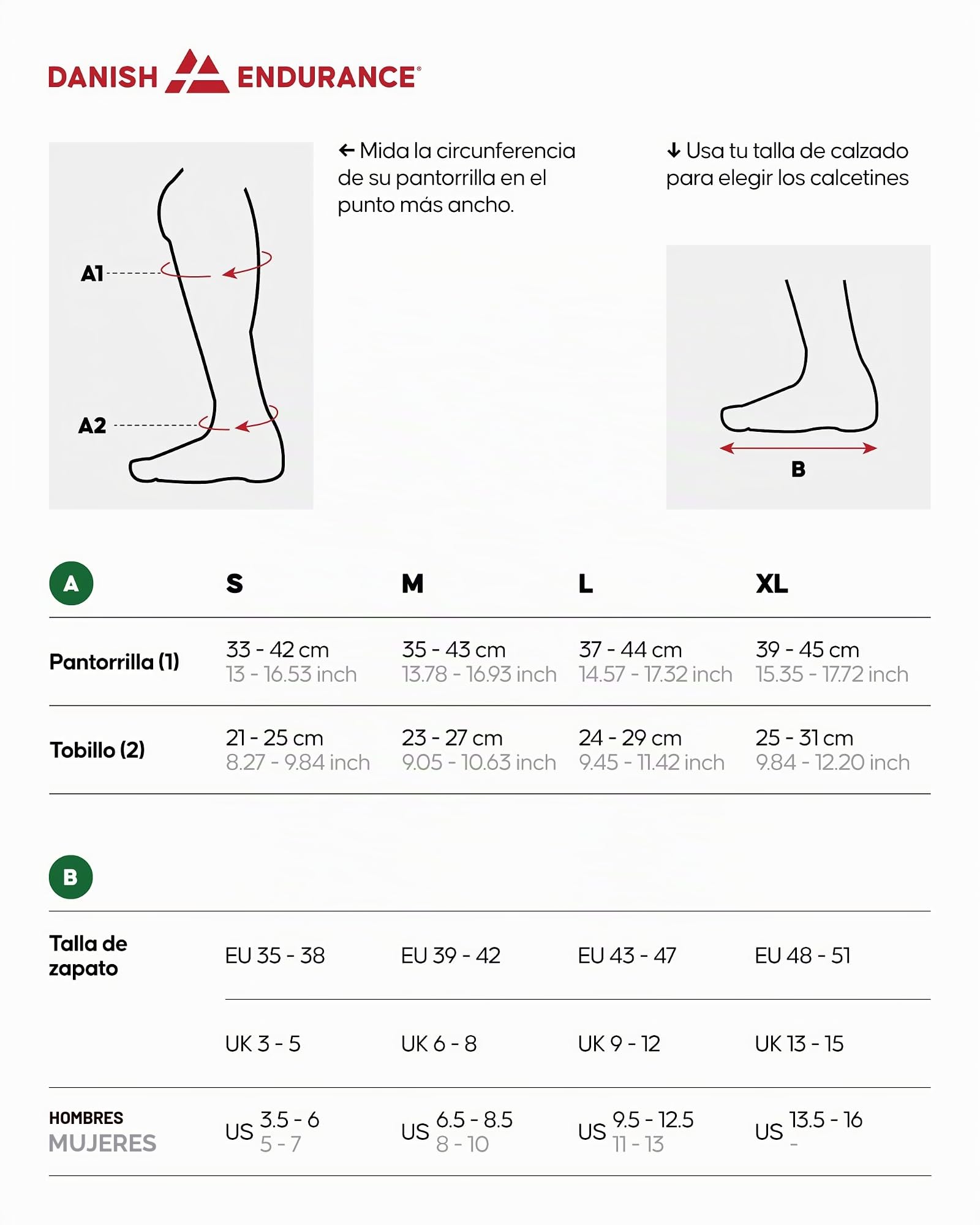 DANISH ENDURANCE Calcetines de Compresión Mujer y Hombre, 1 o 2 Pack, Negro/Gris, 39-42