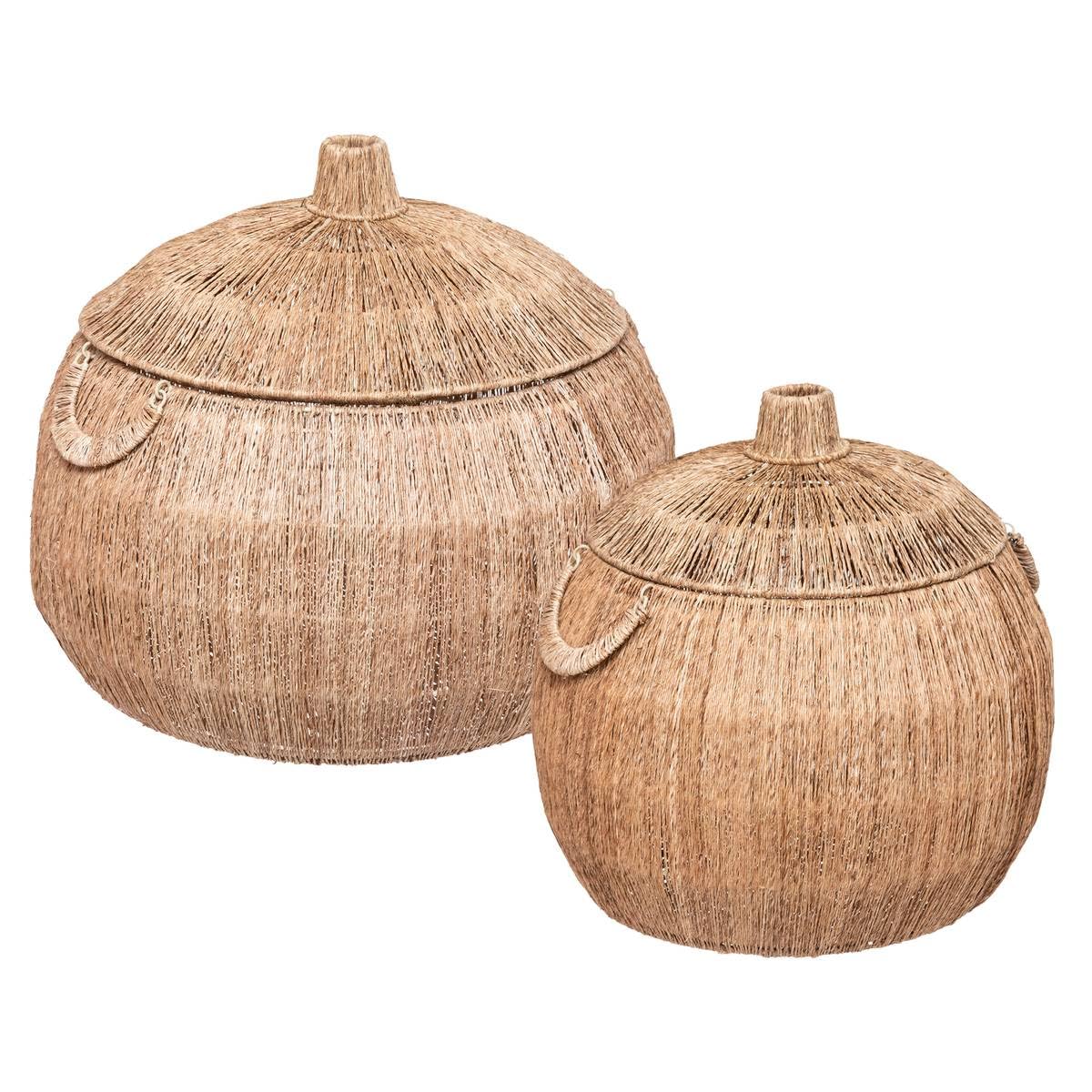 Atmosphera - Set de 2 Paniers de Rangement en Jute avec Couvercle