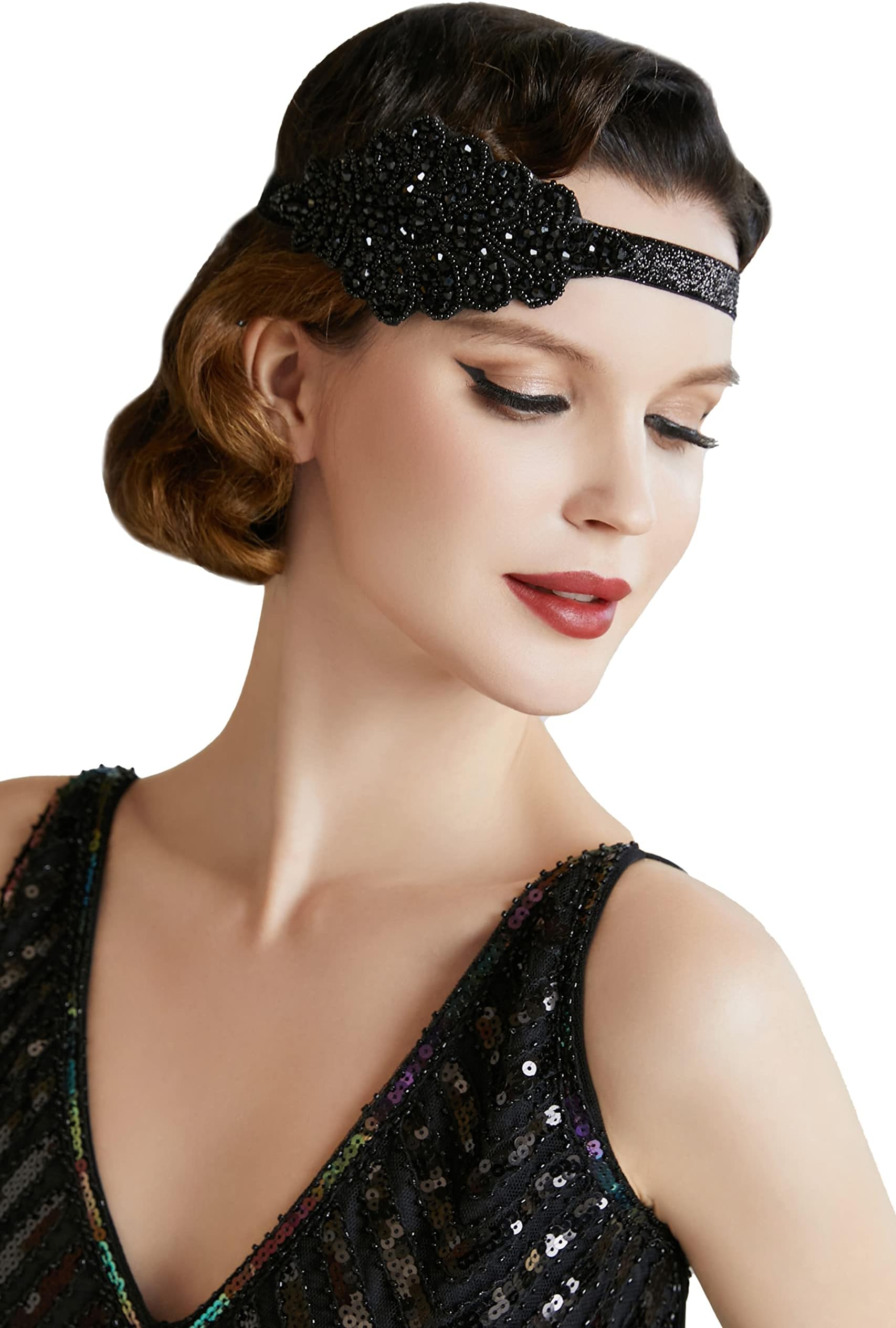1920s Flapper Headband Crystal Great Gatsby Headpiece Vintage 20s Flapper Gatsby Accessories (Style-2)