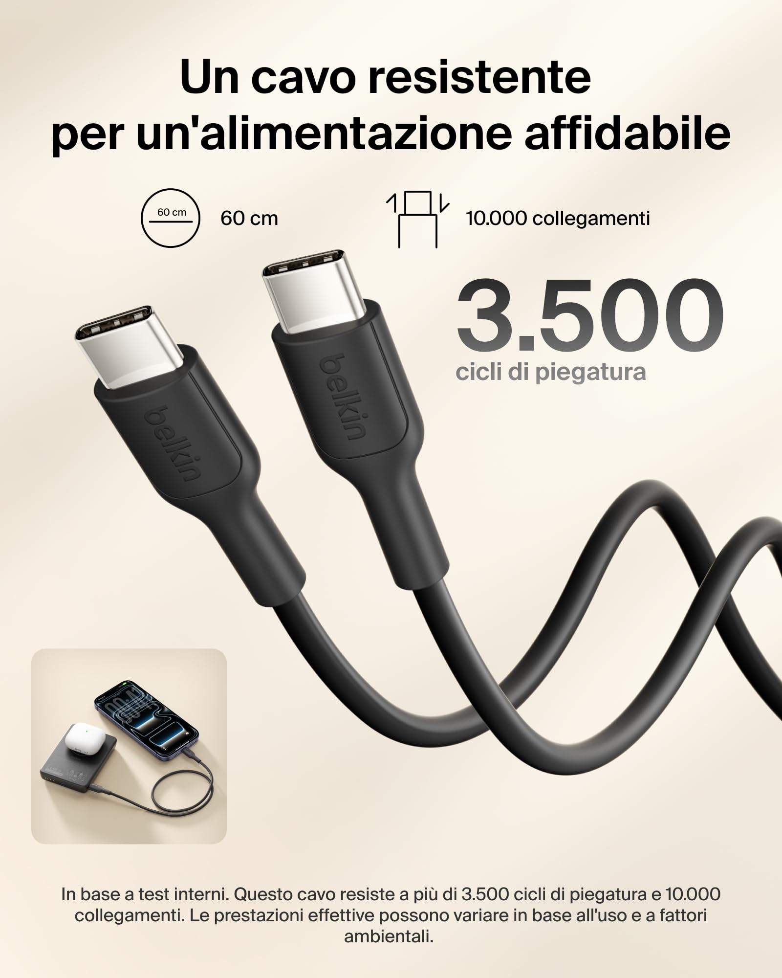 Belkin BoostCharge Power Bank Magnetico 10000mAh, Anello Magnetico - Nero | Caricatore Portatile 10000mAh Wireless, Anello Magnetico per Aggancio ad Accessori, 2 USB-C, Pre-Caricato, Cavo Incluso