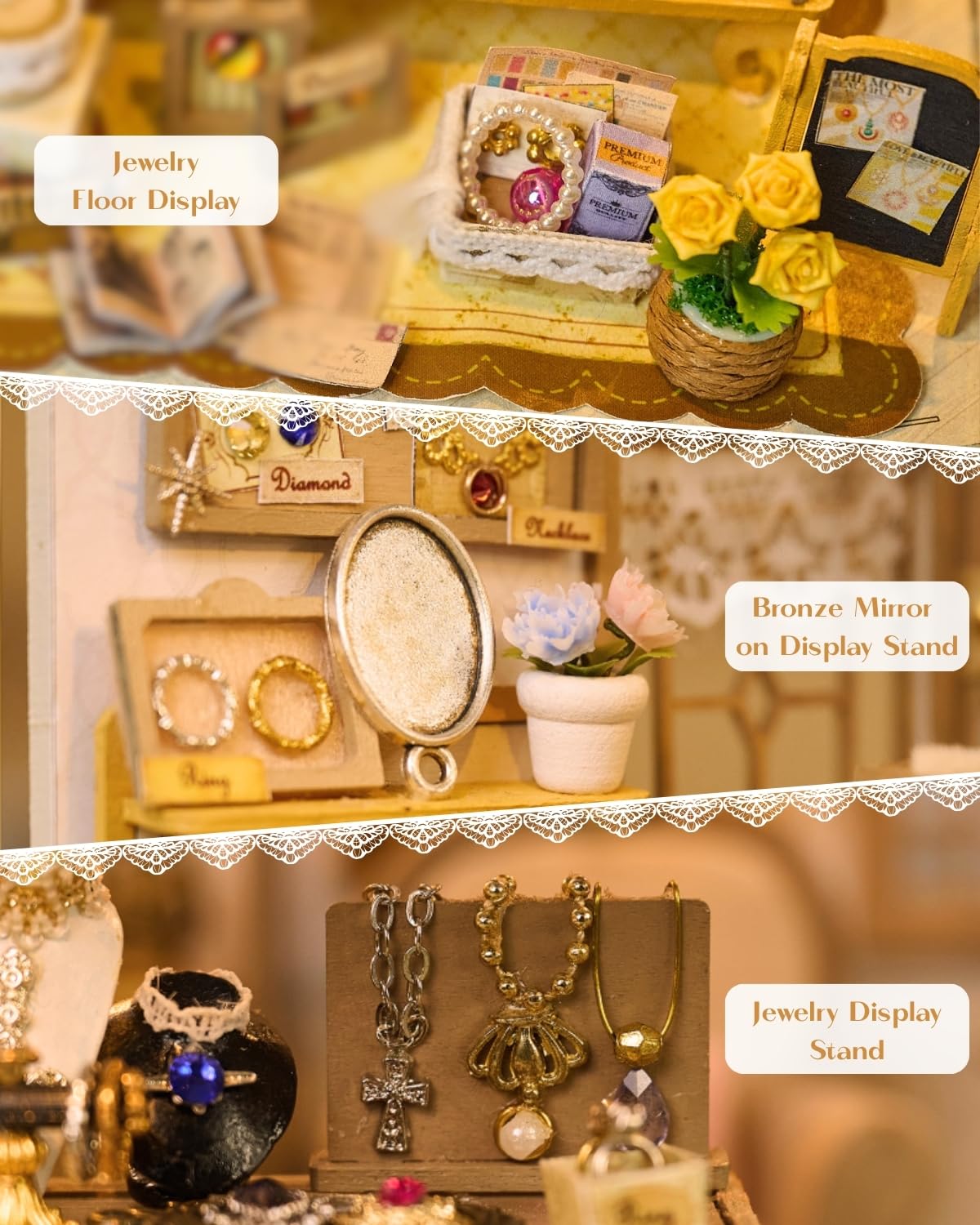 Vitrine's Tale - Kit de casa en miniatura con luz LED - Kit de casa de muñecas - Rompecabezas 3D de madera para casa de libros, rincón de Halloween, cumpleaños para mujeres
