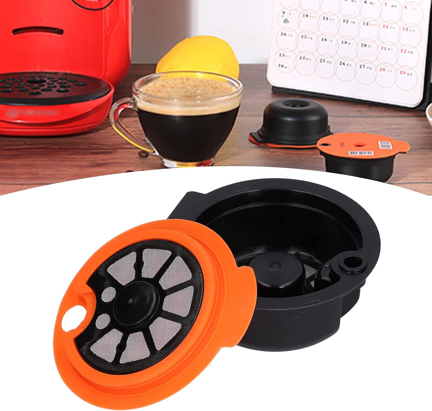 Reusable Coffee Capsules,180ml Refillable Coffee Capsules Pods for Coffee Machine,Not Easy to Deform Coffee Filters Pods with Slicone Lid Coffee Filter Spoon and Brush
