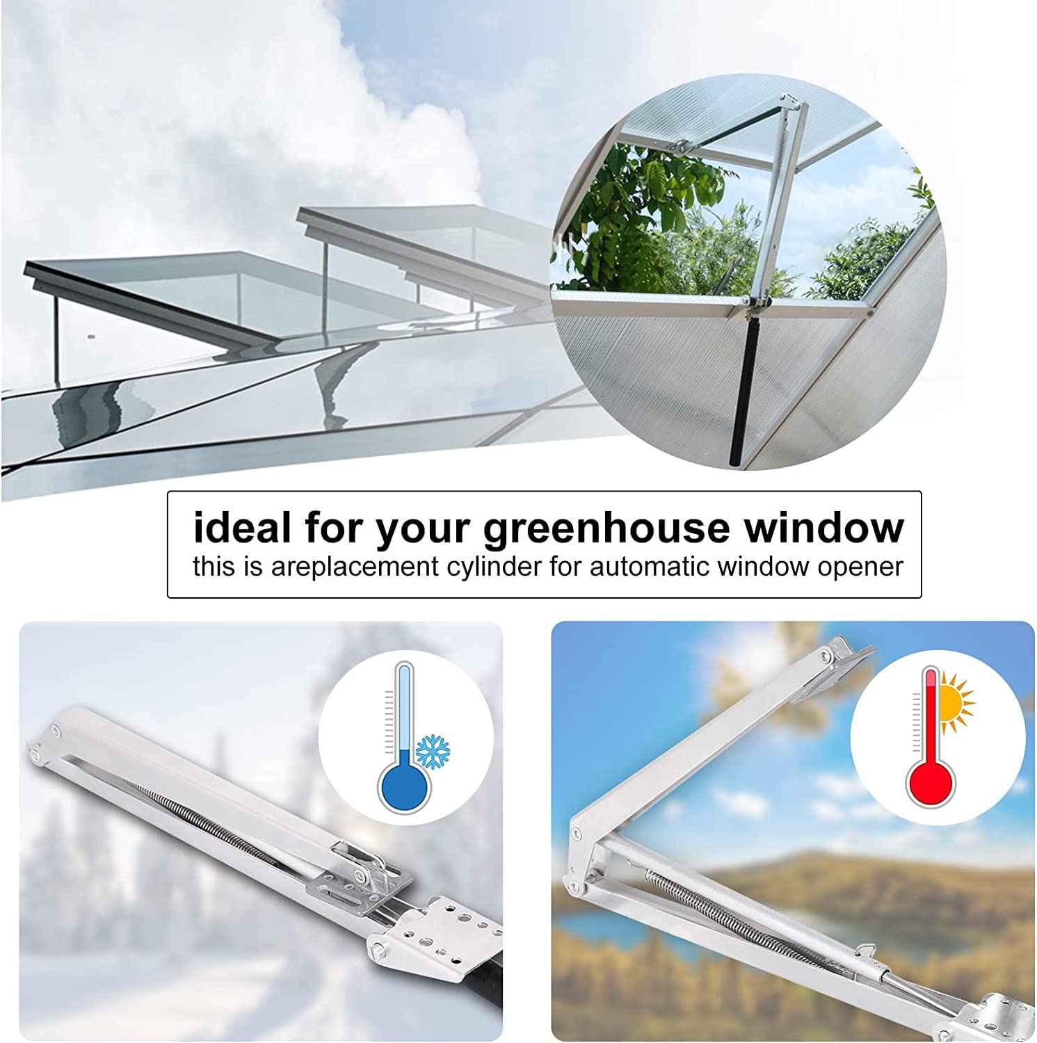Jadeshay Ouvre-fenêtre Automatique, Ouvre-fenêtre Vent Autovent Serres Automatiques Sensibles à la Chaleur Solaire Accessoires de Serre de Toit pour Serres et Abris de Jardin