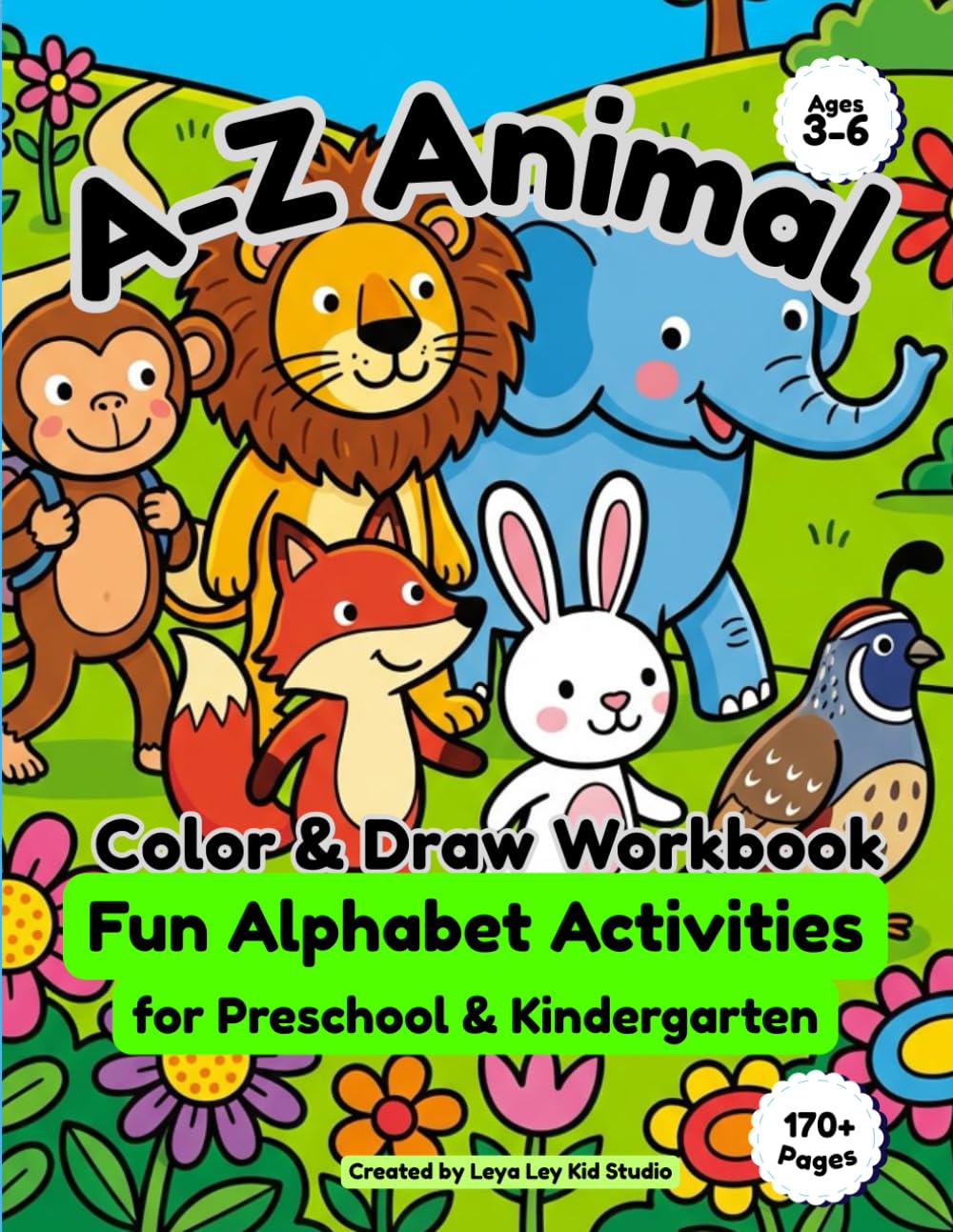 A-Z Animal Color and Draw Workbook: Fun Alphabet Activities for Preschool & Kindergarten