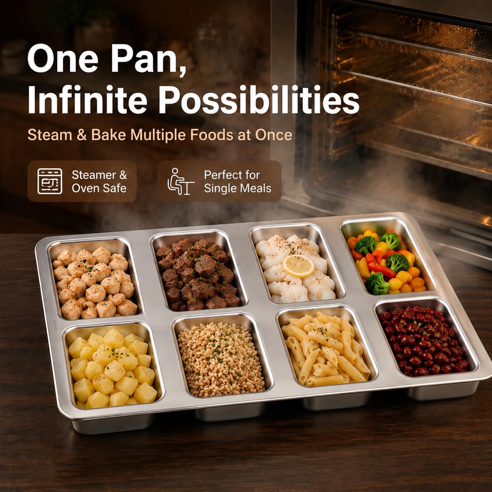 LIANYU Mini moldes para pan de acero inoxidable con 8 cavidades, para