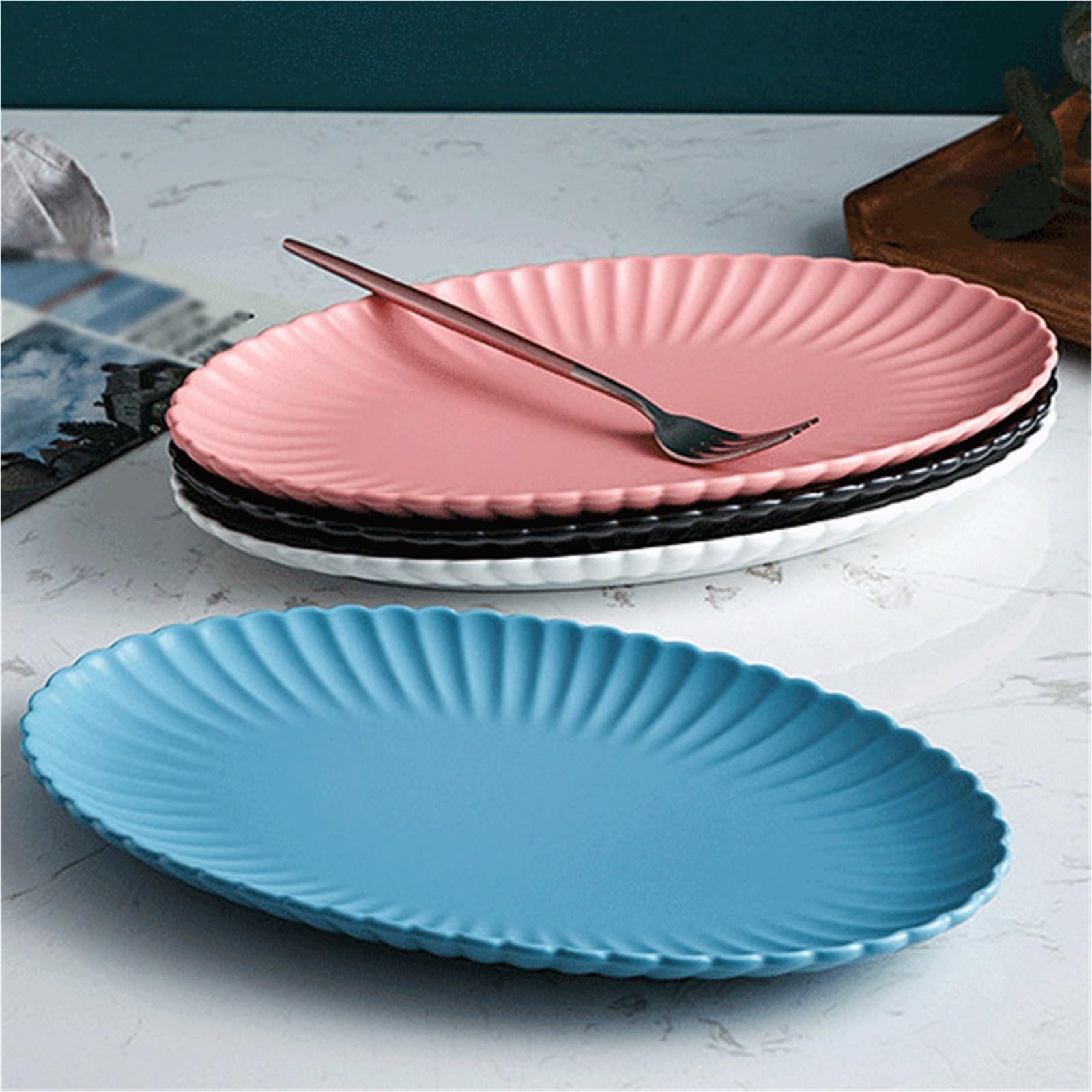 Blacha do pieczenia Large Oval Ceramic Baking Dish for Home Use(Blue)