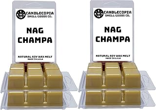 Nag Champa Strongly Scented Hand Poured Vegan Wax Melts, 36 Scented Wax Cubes, 19.2 Ounces in 6 x 6-Packs