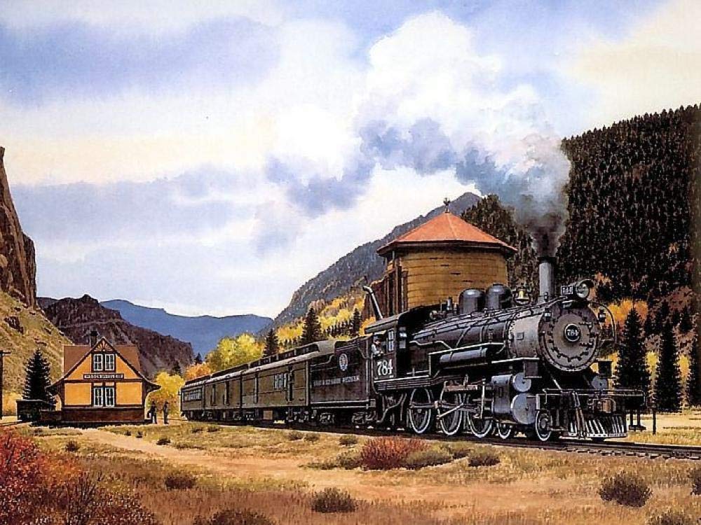 XCSQTYMY Paint By Numbers For Adults and Kids Steam Train Retro Train DIY Oil Painting Gift Kits Pre-Printed Canvas Art Home Decoration