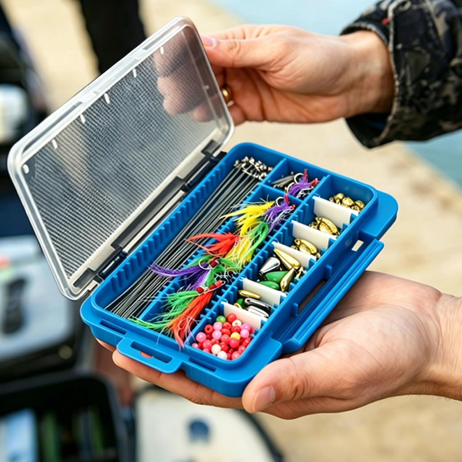 140Pcs Fishing Spinner Making Kit Spinnerbaits DIY Supplies Spinner Blades, Spoons, Feather Treble Hooks, Spinner Shaft, Fishing Beads Lure Accessories Bodies Kit for Bass Trout Walleye