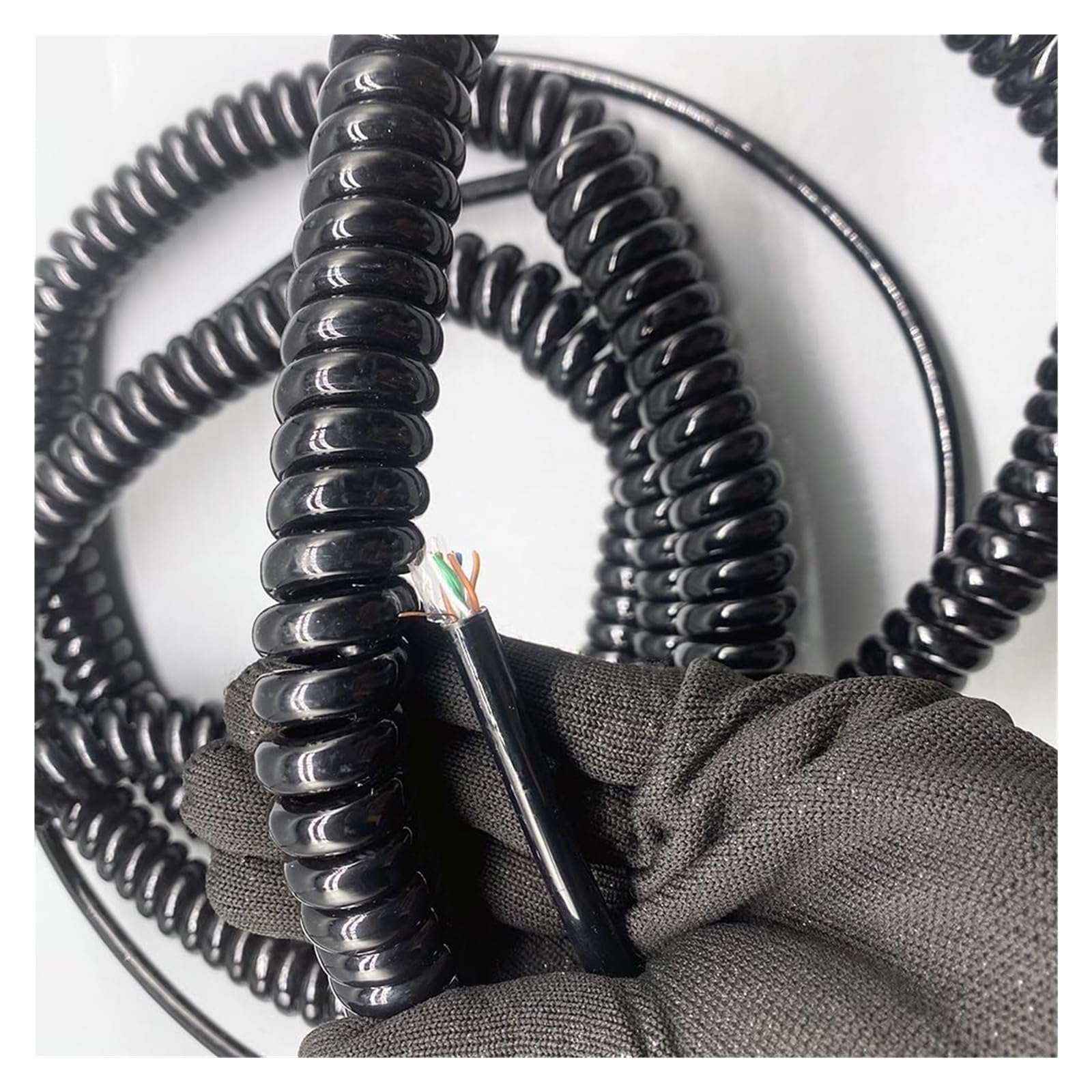 Cavo telefonico Cavo di Rete Flessibile a Spirale, Cavo di Rete a Spirale a 8 conduttori 22AWG, Cavo di schermatura a Molla(Stretch 1 Meters)