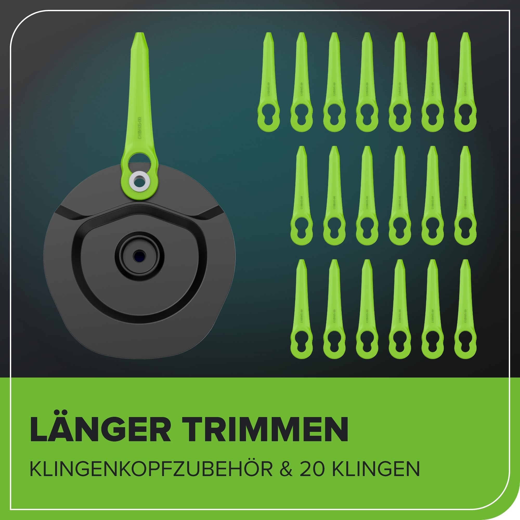 Greenworks 24V Akku Rasentrimmer für kleine bis mittlere Gärten, 25 cm Schnittbreite, inkl. 20 Kunststoffklingen ohne Akku & Ladegerät, 3 Jahre Produkt Garantie, Grün