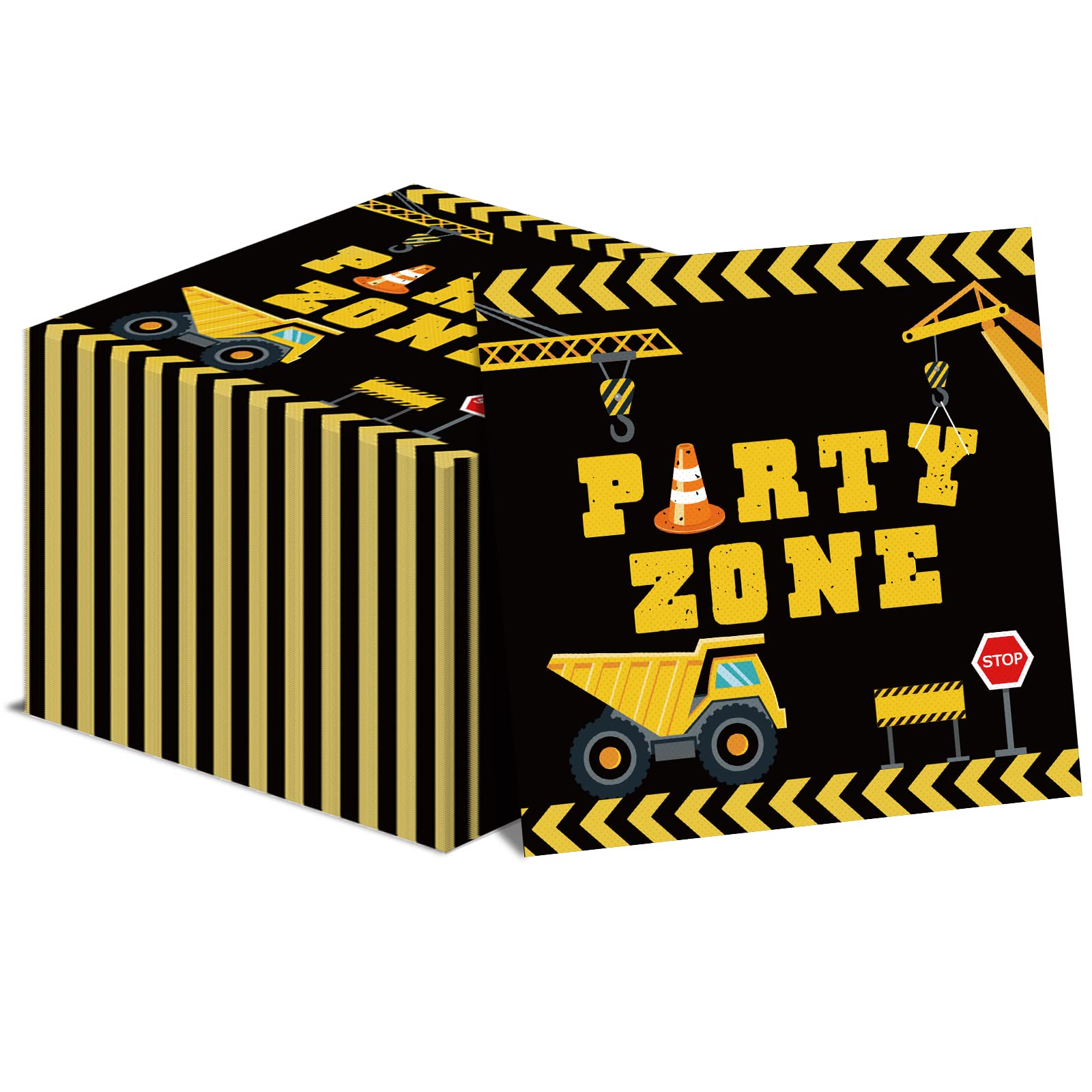 gisgfim 50 Pcs Construction Party Napkins Truck Birthday Disposable Paper Napkins Construction Party Luncheon Napkins Supplies Decorations Favors for