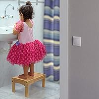 Vista 3 de Sorbus Taburete pequeño de bambú – Taburete de madera con reposapiés y taburete de entrenamiento para ir al baño para niños pequeños