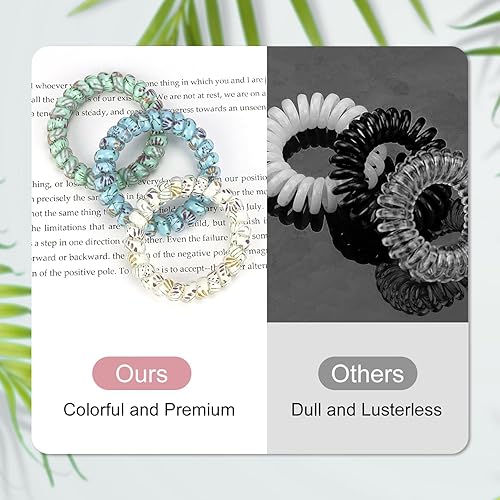 Miniatura 3 de JessLab Lazos para el cabello en espiral, 10 lazos para el cabello en espiral surtidos sin rastro, bonitos soportes de cola de caballo de plástico,