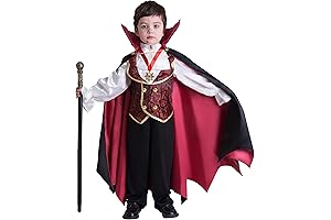 Halloween Gothic Vampire Costume Deluxe Set for Kids, Boys, Halloween Party Favors, Dress Up