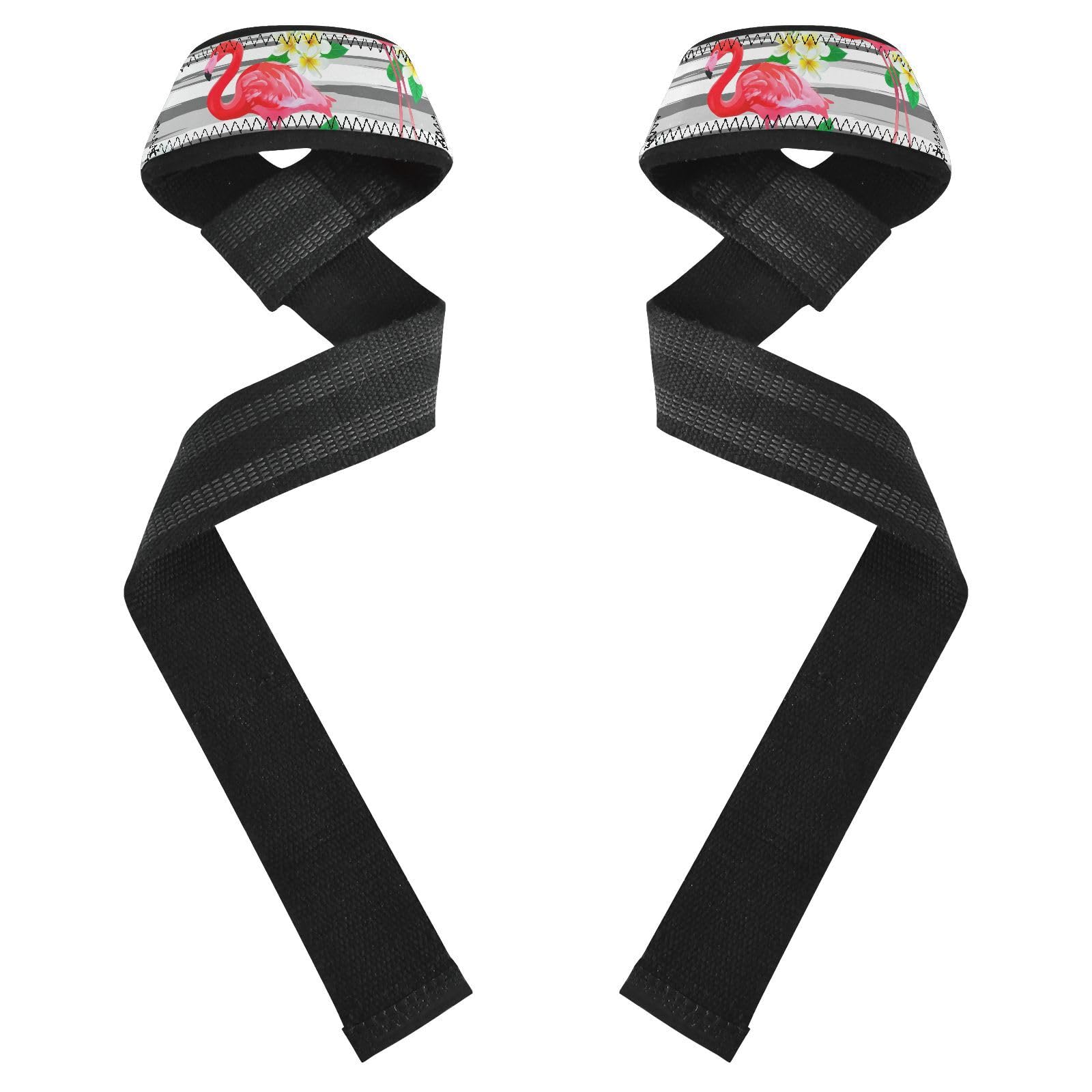 STAYTOP Beautiful and Mysterious Flamingo Wrist Straps for Weightlifting,Lifting Straps with Neoprene Cushioned Wrist Padded and Anti-Skid Silicone for Strength Training,Bodybuilding,Deadlifting